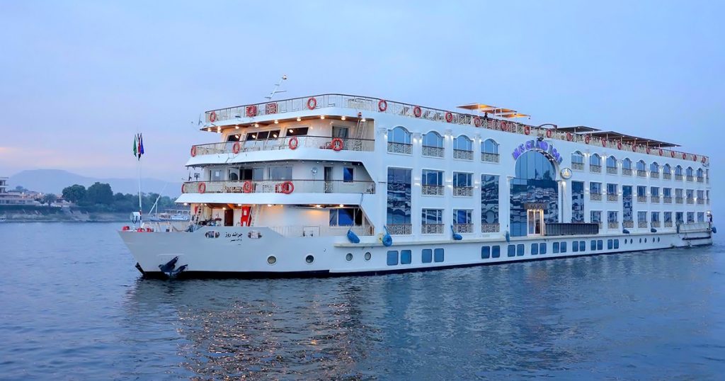 Luxury Nile cruise ship sailing between Luxor and Aswan